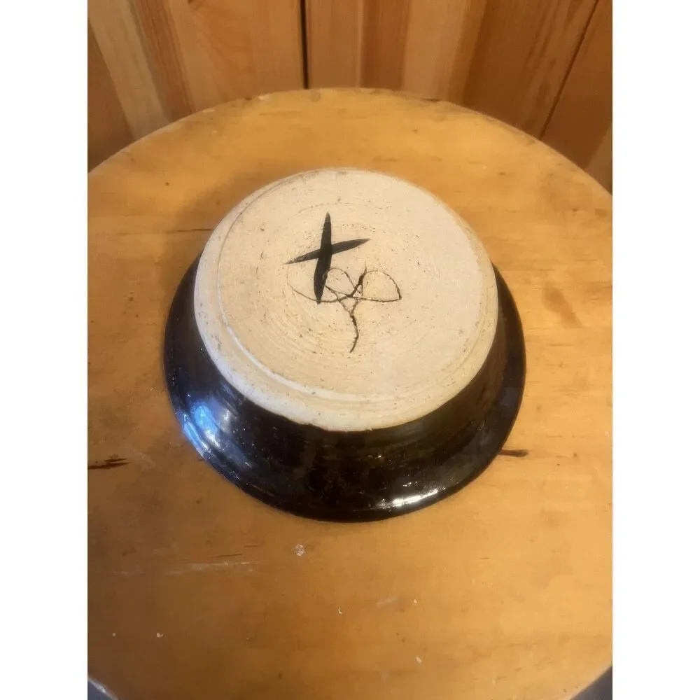 Pottery  Bowl Brown Glaze Signed 6.25” (6094)
